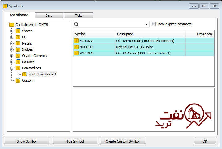 نماد نفت در بروکر کپیتال اکستند